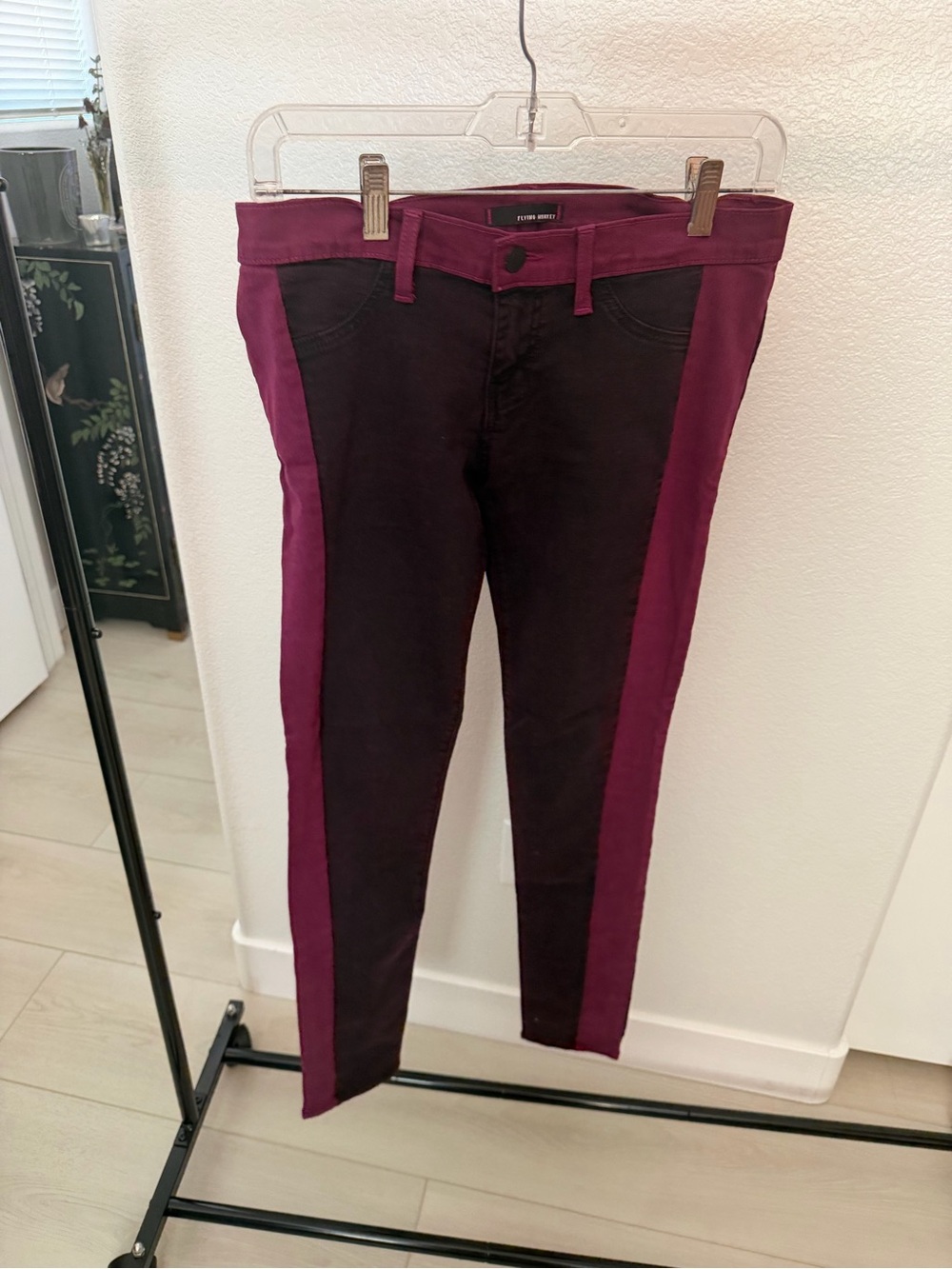Flying Monkey Plum and Black Colorblock Skinny Pants